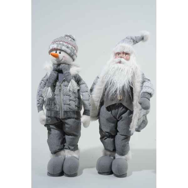 Figurine coton deboutbonhomme de neige-père noël Kaemingk -611836