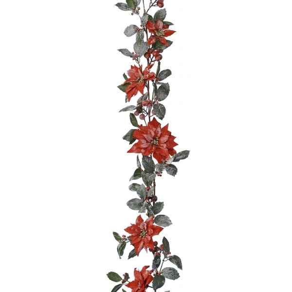 Guirlande deco poinsettia enneigée 180 cm Kaemingk -685128
