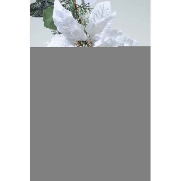 Guirlande deco poinsettia neige avec baies et paillettes 180 cm Kaemingk -685172