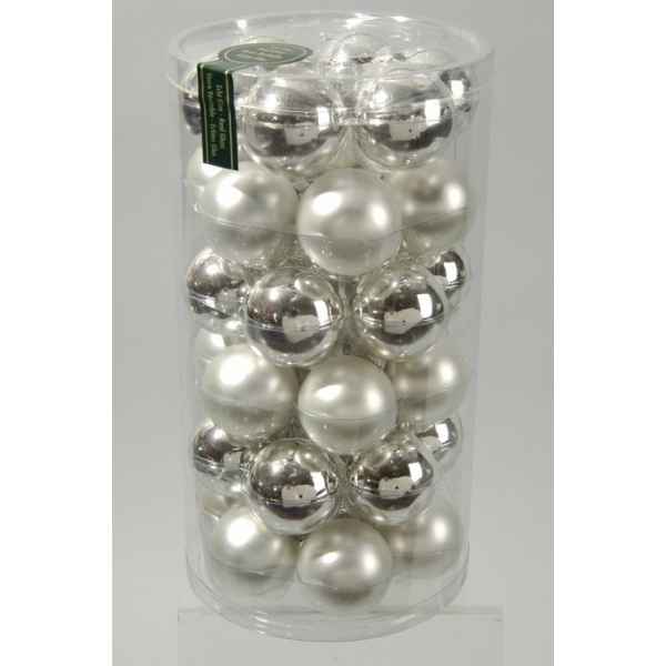Mini-boules en verre brill-mat 40 mm argent Kaemingk -10405