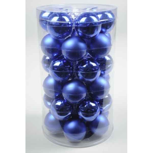 Mini-boules en verre brill-mat 40 mm bleu cobalt Kaemingk -10431