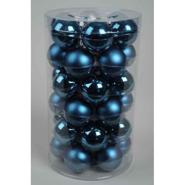 Mini-boules en verre brill-mat 40 mm bleu topaze Kaemingk -10456