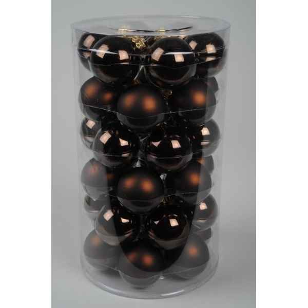Mini-boules en verre brill-mat 40 mm ébène Kaemingk -10454