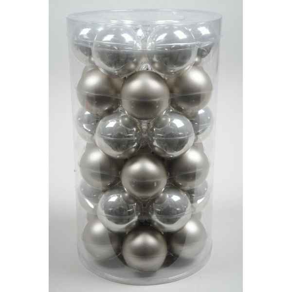 Mini-boules en verre email-mat 40 mm argent satine Kaemingk -10422