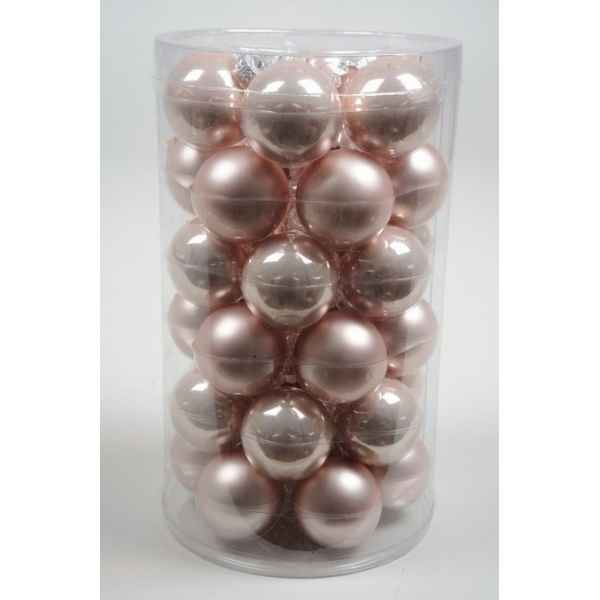 Mini-boules en verre email-mat 40 mm rose poudre Kaemingk -10426