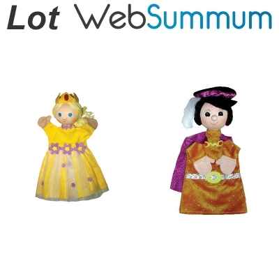 lot duo marionnette tissus a main gant Princesse et Prince avec Histoire -LWS-383