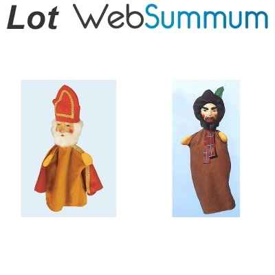 Lot 2 marionnettes Nol  main avec Saint Nicolas et le brigand -LWS-365