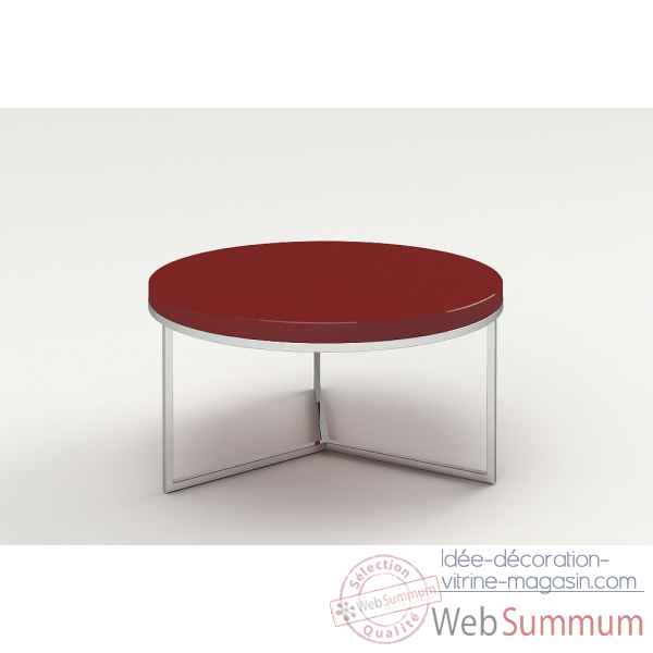 Table basse ronde laque & inox rouge Marais International -SAT80LR