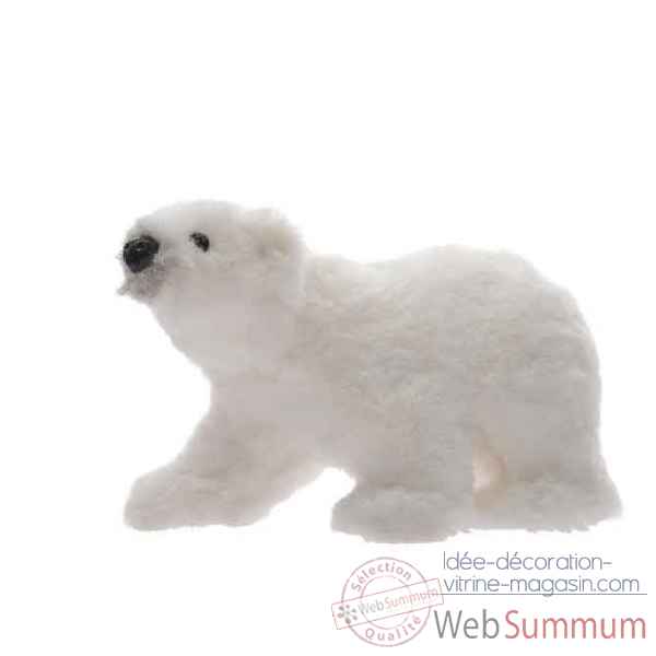 Ours polaire mousse et peluche blanc 23cm