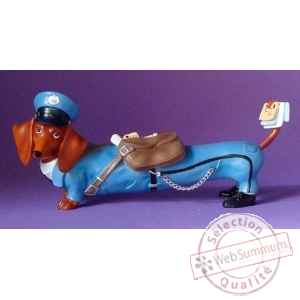 Figurine hot diggity chien teckel mailman  - hot16480