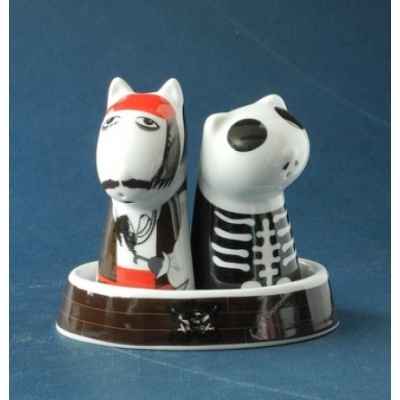 Figurine sel et poivre chien et chat pirates de top choice -PTC107