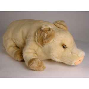 Peluche allongee bebe cochon beige 45 cm Piutre -2419