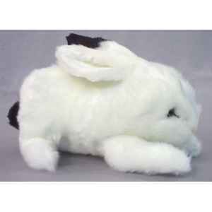 Peluche allongee lapin noir et blanc 30 cm Piutre -710