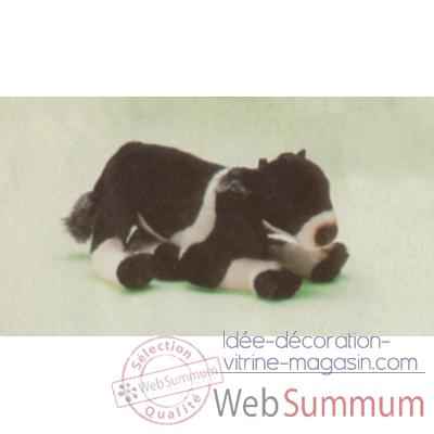 Peluche allongee vache noire et blanche 38 cm Piutre -2689