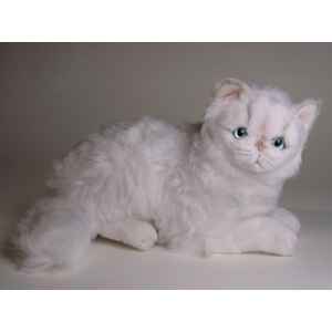 Peluche allongee chat persan chinchilla blanc 30 cm Piutre -2303