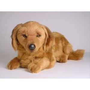 Peluche allongee teckel dachshund, poils longs 35 cm Piutre -2255