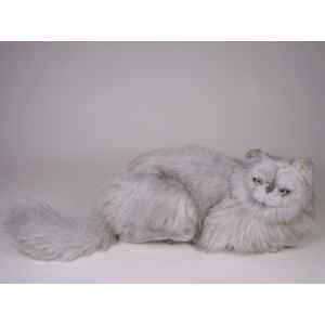 Peluche allongee chat persan argente 50 cm Piutre -2423