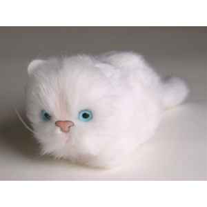 Peluche allongee chaton blanc 12 cm Piutre -2325