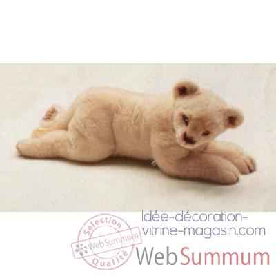 Peluche allongee lion blanc 55 cm Piutre -2539