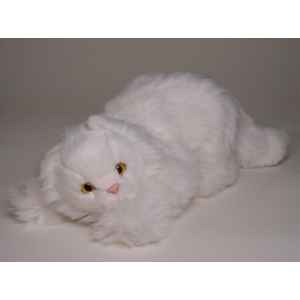 Peluche allongee chat persan blanc 35 cm Piutre -315