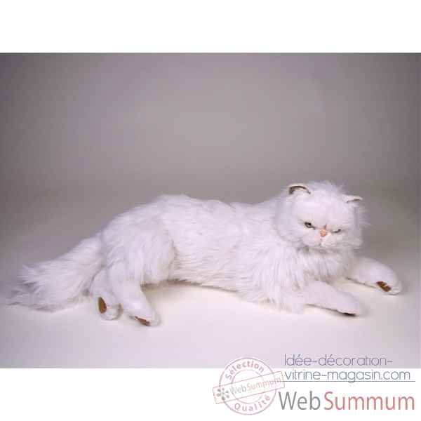 Peluche allongee chat persan blanc 50 cm Piutre -2393