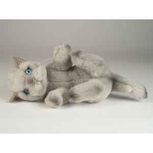 Peluche chat beige qui joue 20 cm Piutre -2445