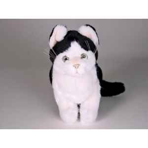 Peluche assise chat noir/blanc 25 cm Piutre -2345