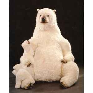 Peluche assise ours polaire avec son petit 180 cm Piutre -2101