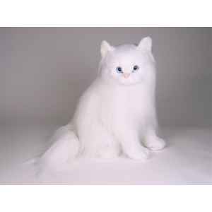 Peluche assise chat blanc angora 45 cm Piutre -2332