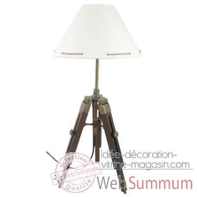 Lampe trepied en bois et lv - h : 45 cm a 60 cm Produits marins Web Summum -290