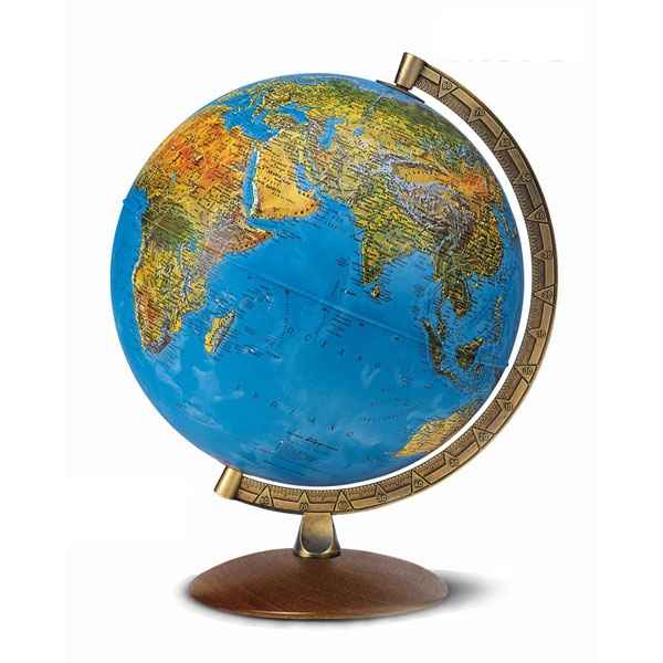Globe Astra - Globe géographique lumineux - Cartographie double effet : physique éteint, politique allumé - Capitale d\\\'état matérialisée par un point lumineux - frontières en surbrillance - diam 30 cm - hauteur 38 cm