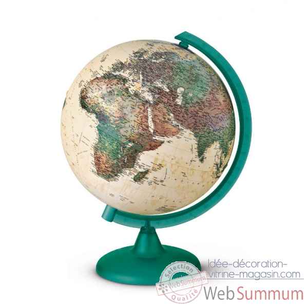 Globe Pied et meridien vert epicea translucide - cartographie physique