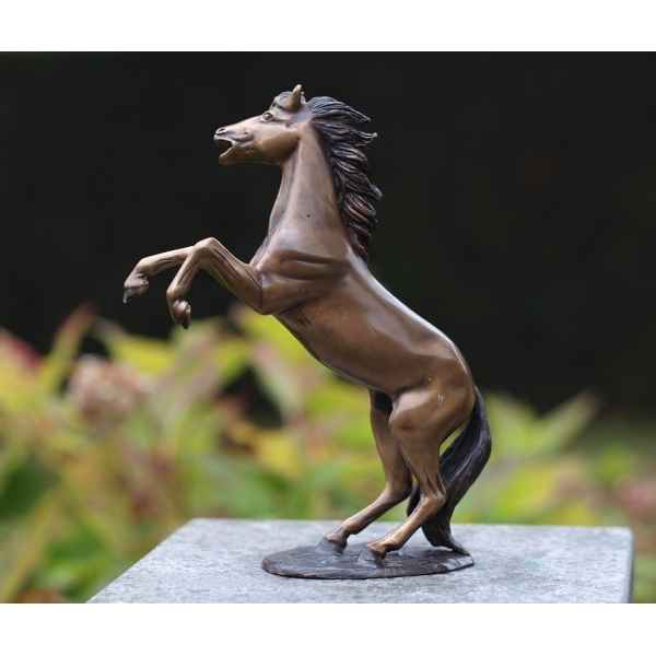 Statuette petit cheval cabre en bronze sur plaque -AN1100BR-B
