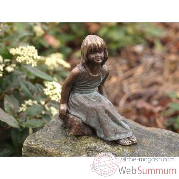 Sculpture fille assise en bronze thermobrass -an1981brw-v