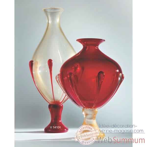 Vase en verre Formia couleur rouge et or -V14100