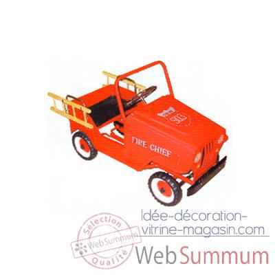 Voiture a pedales Jeep rouge pompier - 9602