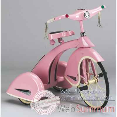Velo trike retro en metal a pedales rose princesse sky AF-012
